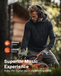 Doohoeek Bluetooth 5.4 Hallásvédő Fejhallgató 1200mAh Akkuval, 120 Óra Üzemidő, 30dB Zajcsökkentés, Fűnyíráshoz és Famunkához, Fekete 6