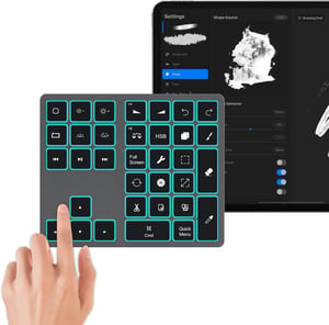 Tastatură Bluetooth Doohoeek pentru iPad, pentru desen în Procreate, gri