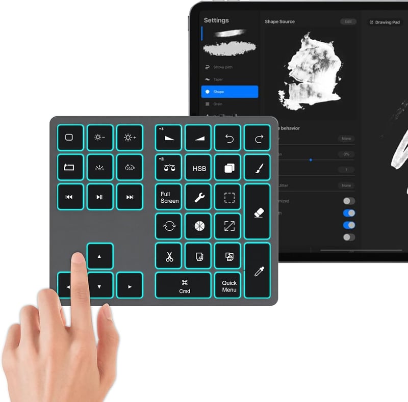 Doohoeek Bluetooth Billentyűzet iPad-hez Procreate Rajzoláshoz Szürke