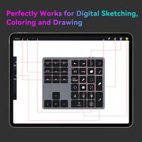 Doohoeek Bluetooth Billentyűzet iPad-hez Procreate Rajzoláshoz Szürke 7