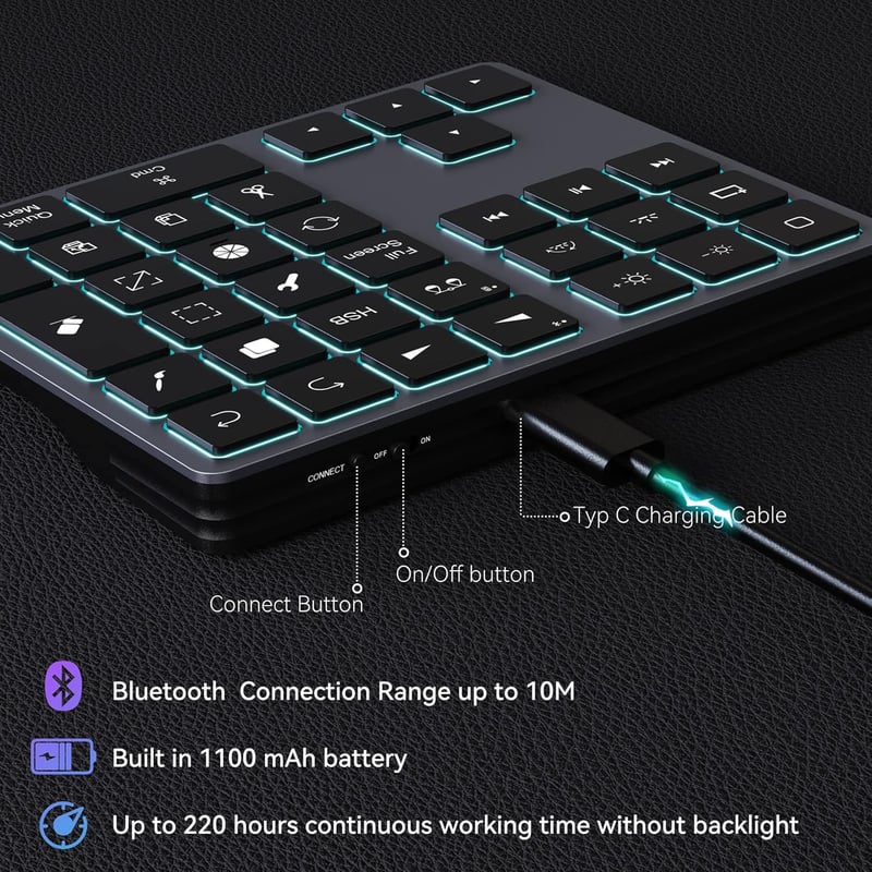 Doohoeek Bluetooth Billentyűzet iPad-hez Procreate Rajzoláshoz Szürke