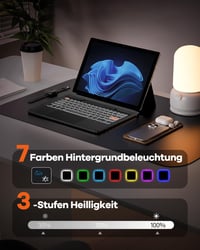 Doohoeek Bluetooth Billentyűzet Microsoft Surface Pro 11/10/9/8/X Modellekhez - Vezeték Nélküli, Háttérvilágítású QWERTZ Billentyűzet Trackp 6