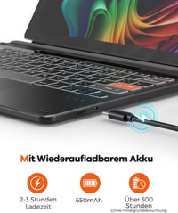 Doohoeek Bluetooth Billentyűzet Microsoft Surface Pro 11/10/9/8/X Modellekhez - Vezeték Nélküli, Háttérvilágítású QWERTZ Billentyűzet Trackp 5