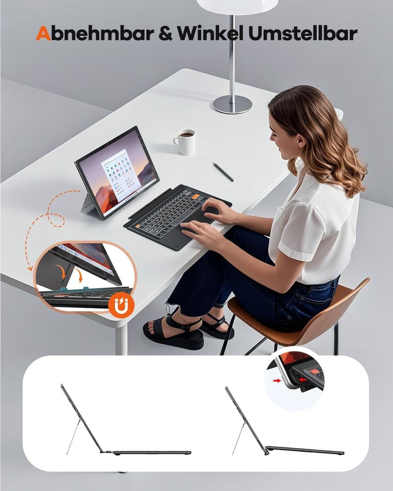 Doohoeek Bluetooth Billentyűzet Surface Pro 7+/7/6/5/4/3 QWERTZ Trackpad