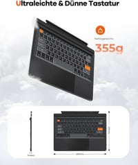 Doohoeek Bluetooth Billentyűzet Surface Pro 7+/7/6/5/4/3 QWERTZ Trackpad 3