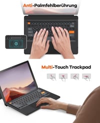Doohoeek Bluetooth Billentyűzet Surface Pro 7+/7/6/5/4/3 QWERTZ Trackpad 5