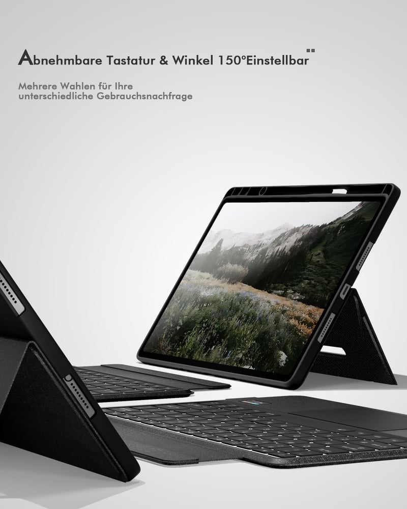 Doohoeek Bluetooth Billentyűzet Tok LCD Kijelzővel Lenovo Tab Pro 12.7" - Wireless Trackpad, 7 Szín Világítás - Idea Tab Pro