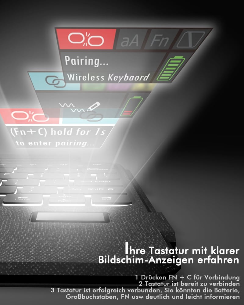 Doohoeek Bluetooth Billentyűzet Tok LCD Kijelzővel Lenovo Tab Pro 12.7" - Wireless Trackpad, 7 Szín Világítás - Idea Tab Pro
