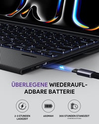 Puzdro s Bluetooth klávesnicou Doohoeek pre 11-palcový iPad Pro M5/M4 (2025/2024), QWERTZ, touchpad, podsvietenie, čierne 5