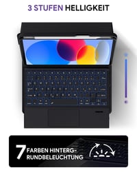Puzdro s Bluetooth klávesnicou Doohoeek pre 11-palcový iPad Pro M5/M4 (2025/2024), QWERTZ, touchpad, podsvietenie, čierne 4