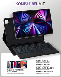 Puzdro s klávesnicou Doohoeek pre iPad Air 13" 2026 (M4)/2025 (M3)/2024 (M2) a iPad Pro 12,9" (6./5./4./3. gen), Bluetooth, podsvietenie, Multi-Touch trackpad, QWERTZ 2