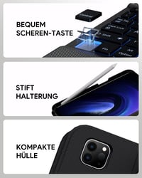 Puzdro s klávesnicou Doohoeek pre iPad Pro 13" M5/M4 (2025/2024), Bluetooth bezdrôtová odnímateľná klávesnica Folio s podsvietením a Multi-Touch trackpadom, QWERTZ, čierna 7