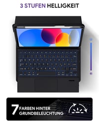 Puzdro s klávesnicou Doohoeek pre iPad Pro 13" M5/M4 (2025/2024), Bluetooth bezdrôtová odnímateľná klávesnica Folio s podsvietením a Multi-Touch trackpadom, QWERTZ, čierna 3