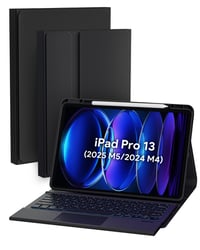 Puzdro s klávesnicou Doohoeek pre iPad Pro 13" M5/M4 (2025/2024), Bluetooth bezdrôtová odnímateľná klávesnica Folio s podsvietením a Multi-Touch trackpadom, QWERTZ, čierna 1