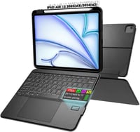 Doohoeek LCD Kijelzős Billentyűzetes Tok iPad Air 13" (M3/M2) és iPad Pro 12.9" 3-6. Generációhoz - Levehető QWERTZ Bluetooth Billentyűzet H 1