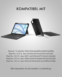 Doohoeek LCD Kijelzős Billentyűzetes Tok iPad Air 13" (M3/M2) és iPad Pro 12.9" 3-6. Generációhoz - Levehető QWERTZ Bluetooth Billentyűzet H 7