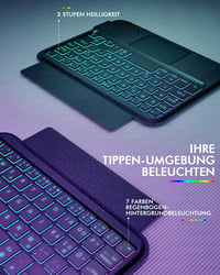 Doohoeek Leválasztható Billentyűzet Tok iPad Mini 7/6 - Bluetooth Vezetéknélküli QWERTZ Trackpad Világítás Fekete 5