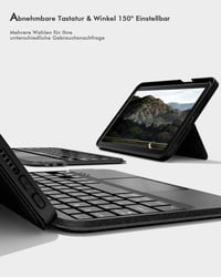Doohoeek Leválasztható Billentyűzet Tok iPad Mini 7/6 - Bluetooth Vezetéknélküli QWERTZ Trackpad Világítás Fekete 4