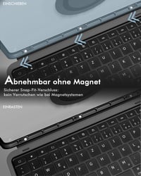 Doohoeek ultralahké puzdro s Bluetooth klávesnicou a LCD displejom pre iPad 11. gen. 2025 (A16) 11" a iPad 10. gen. 2022 10,9" – hliníkové telo, 180° otočný kĺb, trackpad, QWERTZ 5