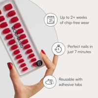 Set de unghii false tip pres-on DOONAILS, Inc., formă pătrată scurtă, gel moale, culoare roșu trandafir 2