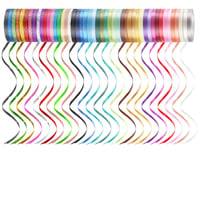 Dooozy sada 48 kotúčov stužiek Ringelband, 5 mm x 10 m, viacfarebná, na narodeniny, svadbu, balóny, balenie darčekov, dekorácie 1