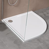 doporro Faro3 Zuhanytálca - 80x80x4 cm Akril Négyzet Alakú Fehér Lapos Zuhanytálca DIN Csatlakozóval Padlószintű Beépítéshez Modern Fürdőszo 2