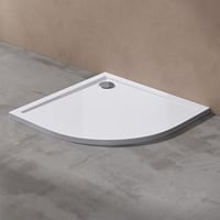 doporro Faro3 Zuhanytálca - 80x80x4 cm Akril Négyzet Alakú Fehér Lapos Zuhanytálca DIN Csatlakozóval Padlószintű Beépítéshez Modern Fürdőszo 1