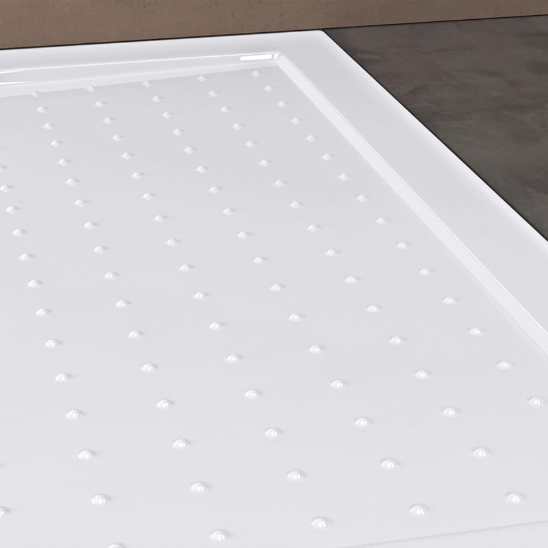 doporro Lucia02 Téglalap Alakú Zuhanytálca 90x120x4 cm Fehér Akril Csúszásgátló Profillal DIN Csatlakozással Padlószintű Beépítéshez