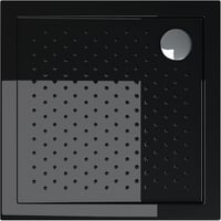 doporro Lucia1AR Fekete Zuhanytálca 90x90x4 cm - Csúszásgátló Akril, Padlószintű Beépítésre is Alkalmas, DIN Csatlakozással, Modern Négyzet  2
