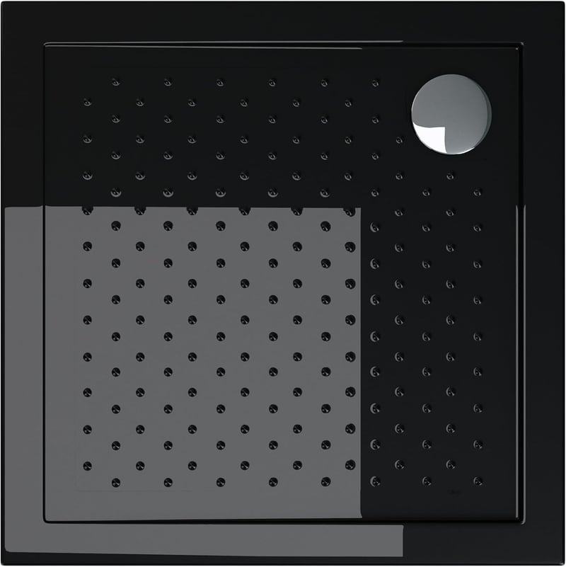 doporro Lucia1AR Fekete Zuhanytálca 90x90x4 cm - Csúszásgátló Akril, Padlószintű Beépítésre is Alkalmas, DIN Csatlakozással, Modern Négyzet 