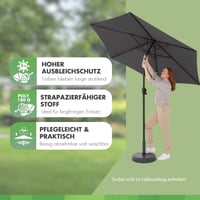 Záhradný slnečník Doppler Jack, priemer 250 cm, tmavosivý – okrúhly slnečník na balkón a terasu s kľukovým mechanizmom a funkciou naklápania 4