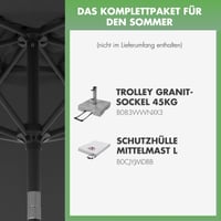 Záhradný slnečník Doppler Jack, priemer 250 cm, tmavosivý – okrúhly slnečník na balkón a terasu s kľukovým mechanizmom a funkciou naklápania 5