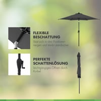 Záhradný slnečník Doppler Jack, priemer 250 cm, tmavosivý – okrúhly slnečník na balkón a terasu s kľukovým mechanizmom a funkciou naklápania 3