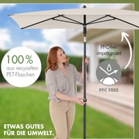 Balkónový slnečník Doppler Rethink 180x120 cm, prírodná farba, obdĺžnikový, 100% recyklovaný polyester, sklopný, výškovo nastaviteľný 6