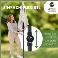 Balkónový slnečník Doppler Rethink 180x120 cm, prírodná farba, obdĺžnikový, 100% recyklovaný polyester, sklopný, výškovo nastaviteľný 3