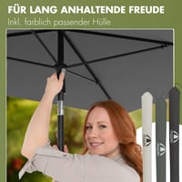 Balkónový slnečník Doppler Rethink 180x120 cm, prírodná farba, obdĺžnikový, 100% recyklovaný polyester, sklopný, výškovo nastaviteľný 8