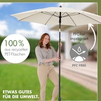 Doppler Rethink vrtni suncobran promjera 200 cm, prirodne boje, za balkon i terasu, 100% reciklirani poliester, nagibni, UV 50+ zaštita 5