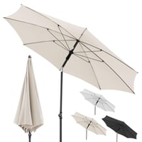 Doppler Rethink vrtni suncobran promjera 200 cm, prirodne boje, za balkon i terasu, 100% reciklirani poliester, nagibni, UV 50+ zaštita 1