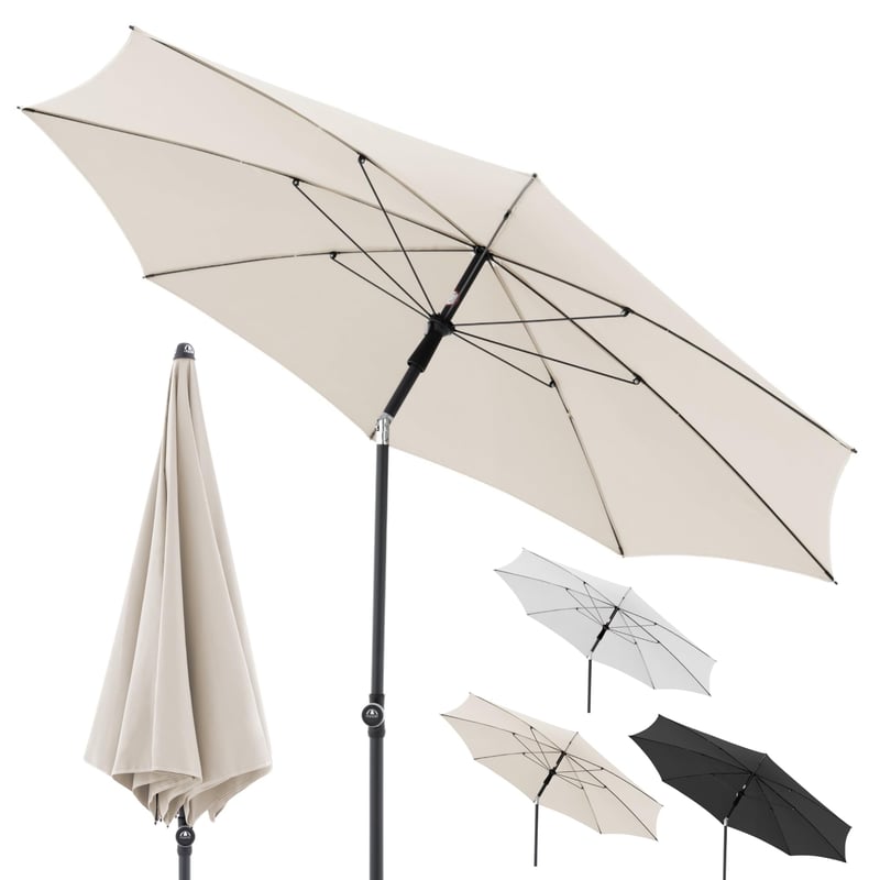 Doppler Rethink vrtni suncobran promjera 200 cm, prirodne boje, za balkon i terasu, 100% reciklirani poliester, nagibni, UV 50+ zaštita