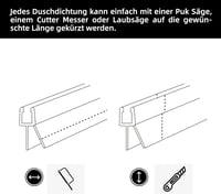DOPPOSO Ívelt Zuhanykabin Tömítés 2x100cm 4-6mm Üveghez Gumitömítés 6