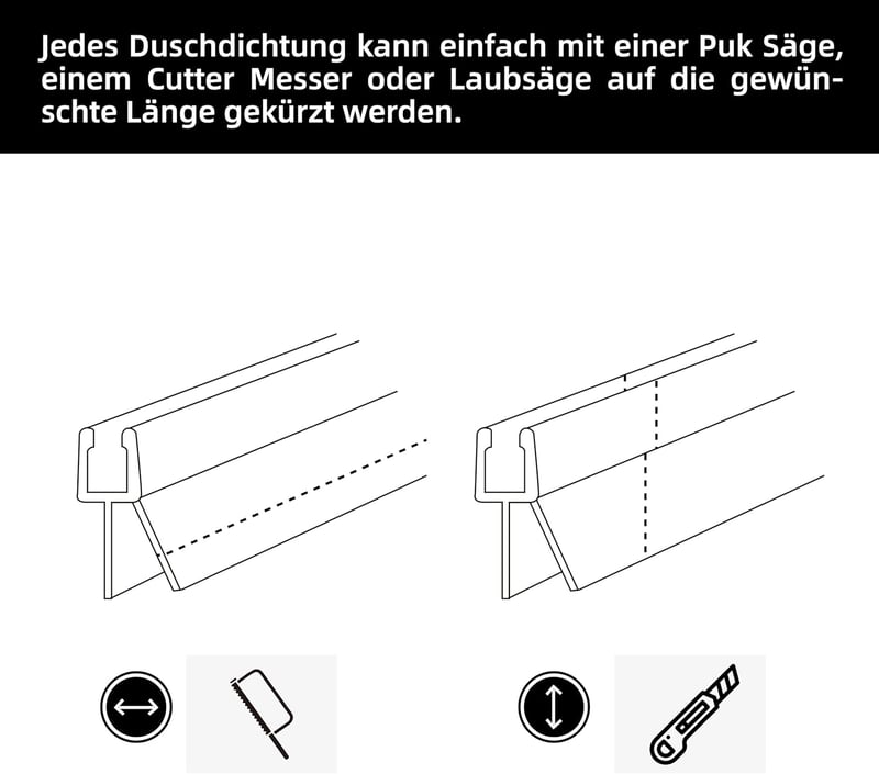 DOPPOSO Ívelt Zuhanykabin Tömítés 2x100cm 4-6mm Üveghez Gumitömítés