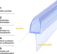 DOPPOSO Ívelt Zuhanykabin Tömítés 2x100cm 4-6mm Üveghez Gumitömítés 5