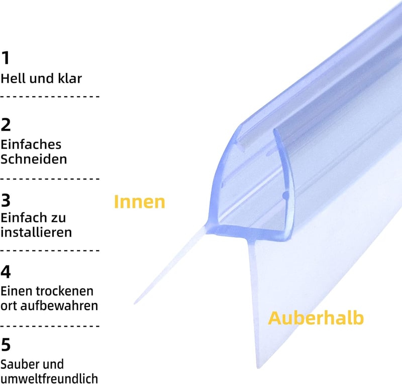 DOPPOSO Ívelt Zuhanykabin Tömítés 2x100cm 4-6mm Üveghez Gumitömítés