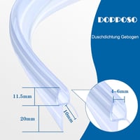 DOPPOSO Ívelt Zuhanykabin Tömítés 2x80cm 4-6mm Üveghez Előformázott 2