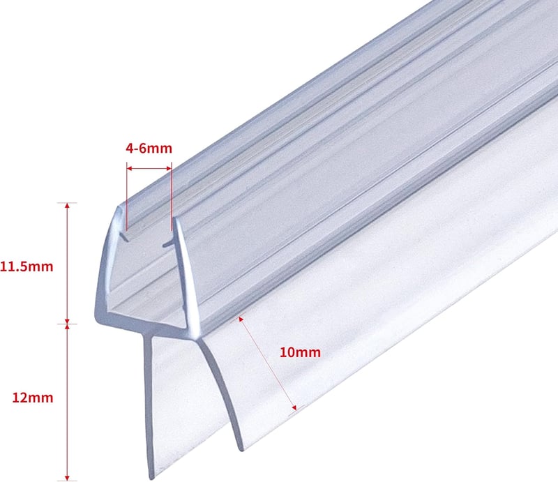 DOPPOSO Zuhanyajtó üveg tömítőszalag 2 x 80 cm csere tömítés 4 5 6 mm üveghez, hosszú gumidudorral