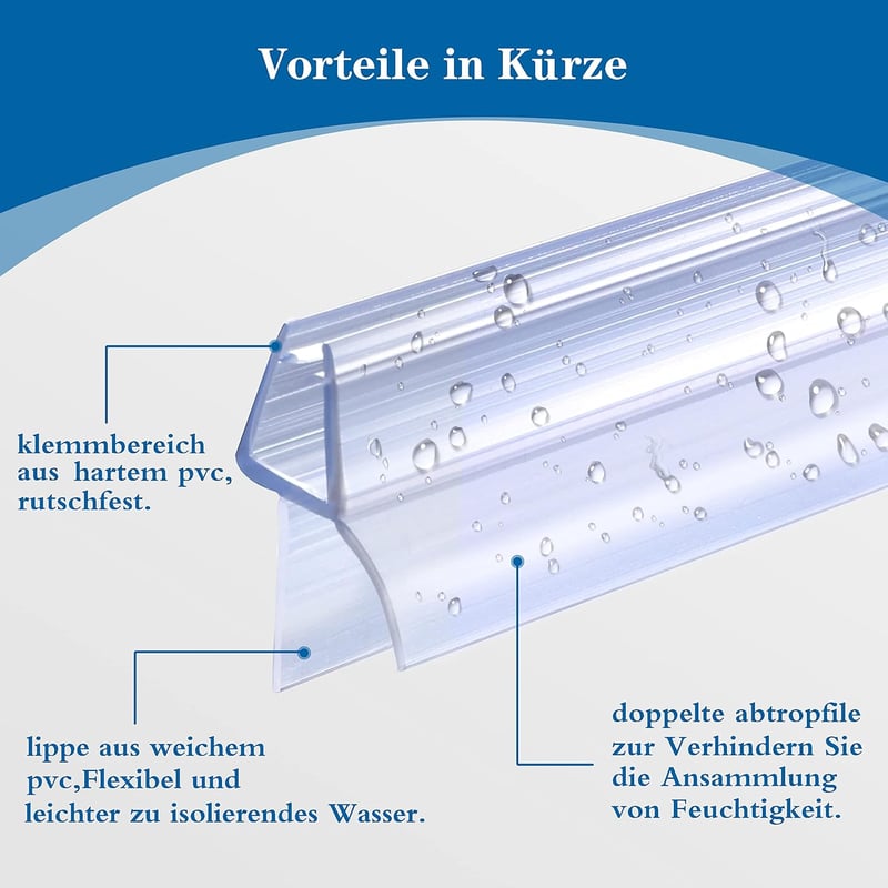 DOPPOSO Zuhanykabin Ajtó Tömítés 2x80cm 4-6mm Üveghez Vízlepergető Gumi