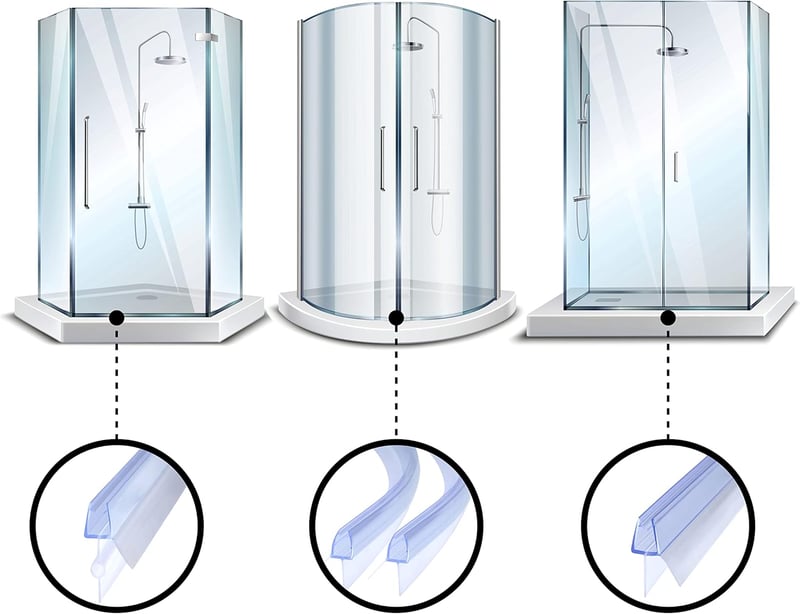 DOPPOSO Zuhanytömítés 2x80 cm - 4/5/6 mm Üvegajtóhoz - Átlátszó PVC Vízzáró Profil Zuhanykabin Kádparaván Ajtóhoz - Vágható