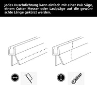 DOPPOSO Zuhanytömítés 2x80 cm - 4/5/6 mm Üvegajtóhoz - Átlátszó PVC Vízzáró Profil Zuhanykabin Kádparaván Ajtóhoz - Vágható 6