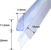 DOPPOSO Zuhanytömítés 2x80 cm - 4/5/6 mm Üvegajtóhoz - Átlátszó PVC Vízzáró Profil Zuhanykabin Kádparaván Ajtóhoz - Vágható 2