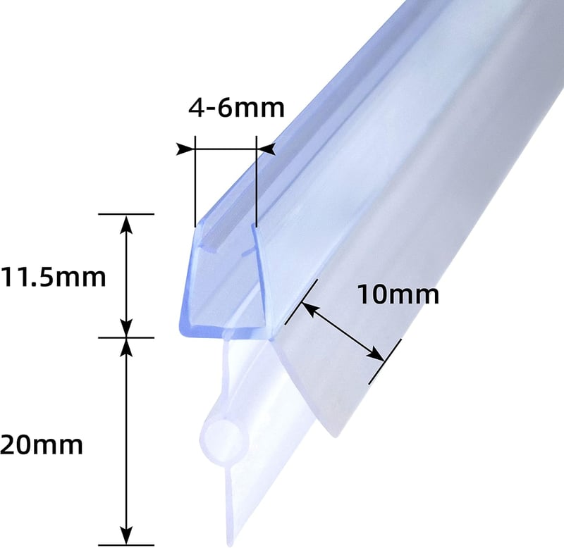 DOPPOSO Zuhanytömítés 2x80 cm - 4/5/6 mm Üvegajtóhoz - Átlátszó PVC Vízzáró Profil Zuhanykabin Kádparaván Ajtóhoz - Vágható